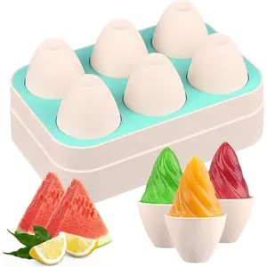 Popsicles Molds, 6 2oz Cone Shape Ice Pop Mold, Silicone Ice Cream Moulds, Easy Release, Mini Popsicle Mould(Green)
