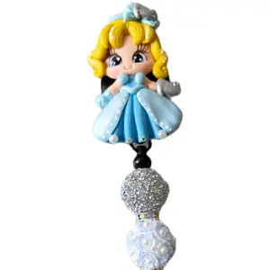 (On Live Purchase Only) Clay character beaded badge reel