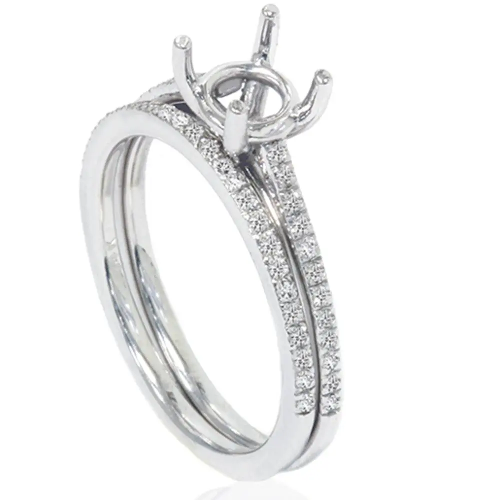 1/5ct Pave Cathedral Diamond Engagement Ring Setting 14K White Gold 1/5ct Pave Cathedral Diamond Engagement Ring Setting 14K White Gold