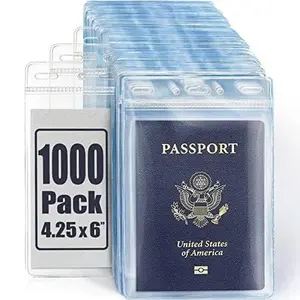 Mifflin-USA Passport & Card Holders (Clear, 4x6 Inches, 800 Pack), Extra Large ID Name Badge Holder, Zipperless Vertical Plastic Card Holders