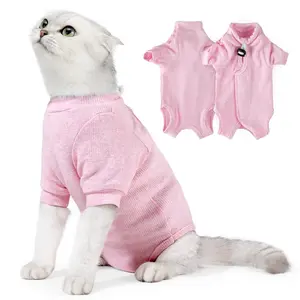 Breathable Cat Recovery Suit, Anti-licking Kitten Onesie, Cat Surgery Pajamas with Sleeve, Prevent Shedding, Abdominal Wounds, Skin Diseases Or E-collar Alternative Clothing