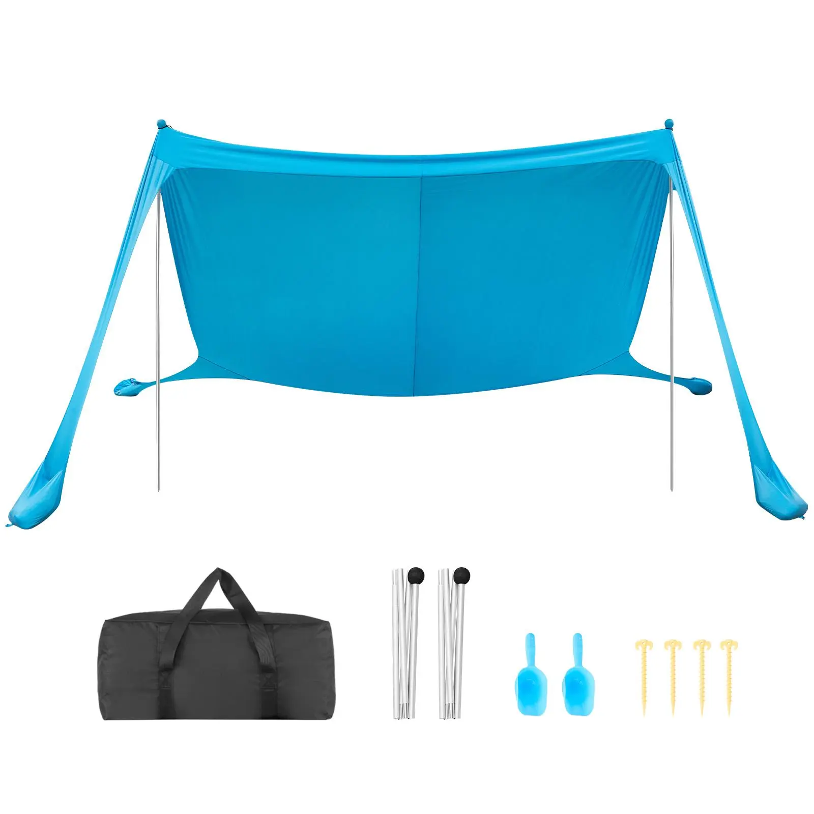 【SummerFinds】VEVOR Beach Tent Sun Shelter, UPF50+ Sun Protection, 6.6 ft Tall, 11 x 11 ft, Easy Pop Up Beach Canopy with Sandbags, Stability Poles, Sand Shovels, Portable Shade for Family Outings, Camping, Fishing