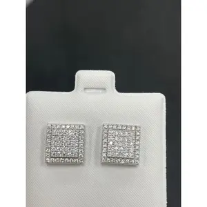 Moissanite outline border box earrings