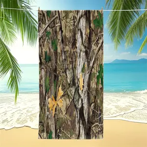 Camo Beach Towel, Hunting Tree Print Pool Towel, Quick Dry Camping Towel, Camouflage Bath Towel Blanket, Perfect for Outdoor, Trips, Hunting Enthusiasts, Great Gift for Hunters & Nature Lovers