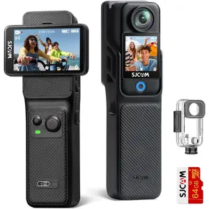 SJCAM C400 Standard Combo, 4K Pocket handheld Camera, 7H Power, 6-Axis Stabilization Action Camera, 2.29''Touch Screen, Waterproof Body Cam for Travel Vlogging and YouTube Live Streaming, Black, Gifts