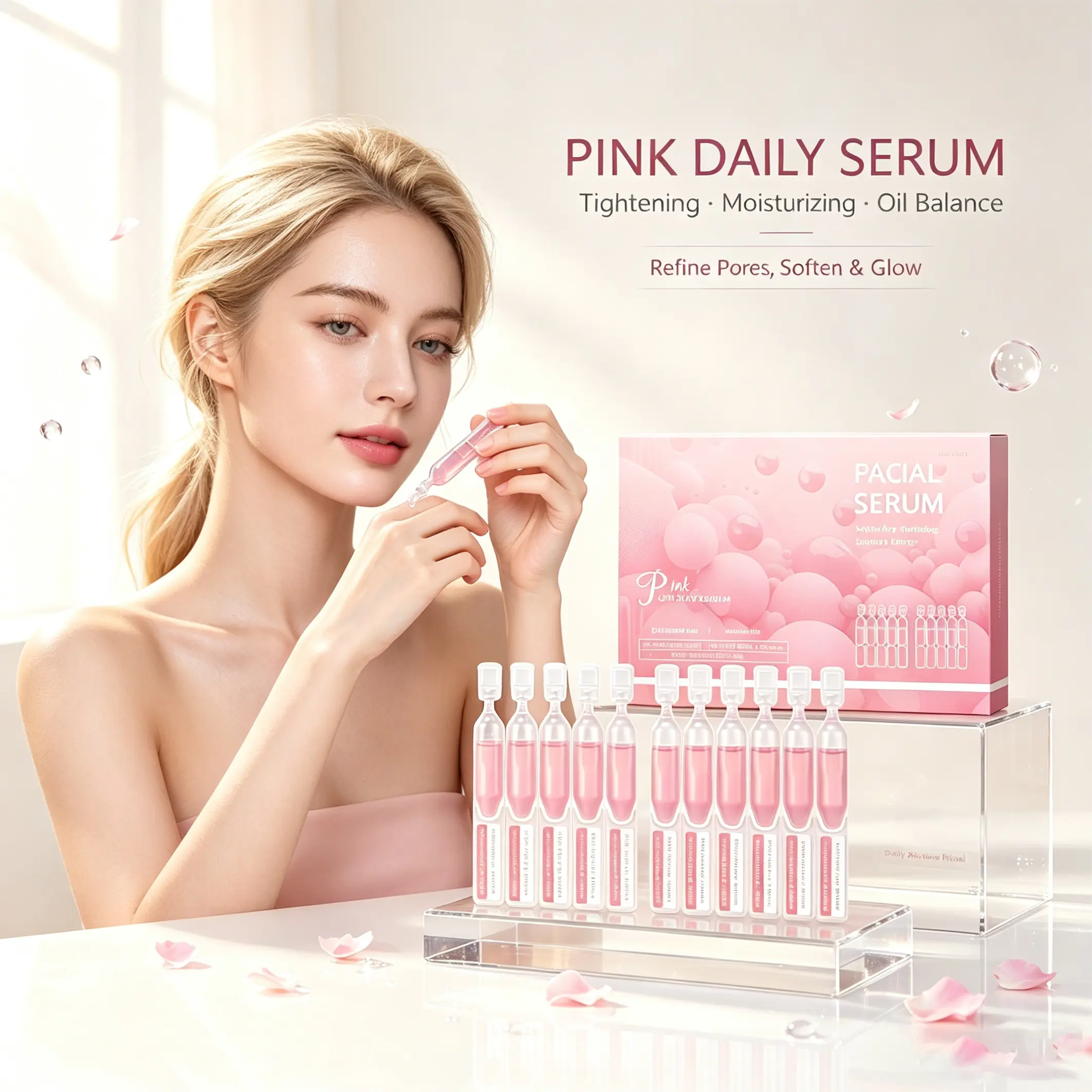 Hydrating Essence Liquid 2mlx10, Deeply Nourishes Face Skin, Moisturizes and Tightens Eyeand Face Skin, Suitable for All Skin Types