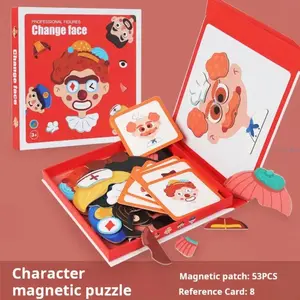 Children's Magnetic Jigsaw Puzzle, Early Educational Enlightenment Toy, Facial Magnetic Stickers & Character Profession Dress-Up Game, Boosts Imagination, Focus & Hands-On Skills, Ideal Educational Toy for Kids