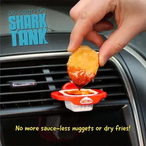 Dip Sauce Clip, in-Car Sauce Holder for Ketchup and Dipping Sauces, As seen on Shark Tank (2 Pack, Black)