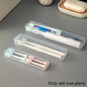 Portable Travel Toothbrush Storage Box, 1 Count Clear Toothbrush Storage Box with Lid, Dustproof Toothbrush Storage Box for Home & Travel, Plastic