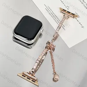 Slim CZ Metal Smart Watch Strap for Apple Watch S10/7/8/9/SE All Series Casual Stylish Accessory with Elegant Design
