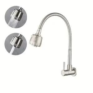 Wall-mounted Kitchen Single Cold Water Faucet 2 Water Modes Single Handle