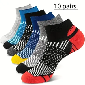 10 Pairs Men's Cotton All-Seasons Sports Socks, Short Tube Unisex Casual Socks with Moisture-Wicking, Sweat-Resistant, Breathable Features for Summer