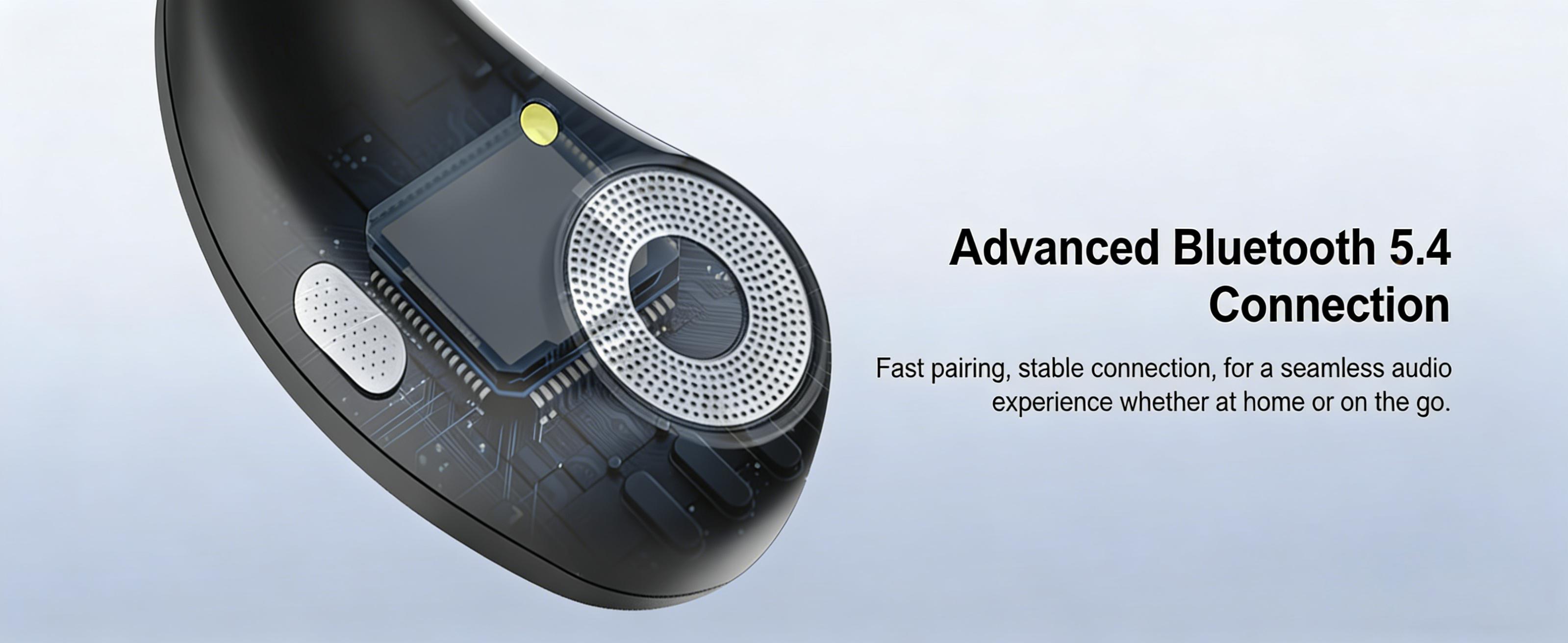 Open-Ear Headphones, Bluetooth 6.0 Wireless Earbuds Powerful Sound, 40H Open Ear Earbuds with ENC Mic, Adjustable Ear Hooks/Ultra-Comfort Earphones for Workouts/Running, Black