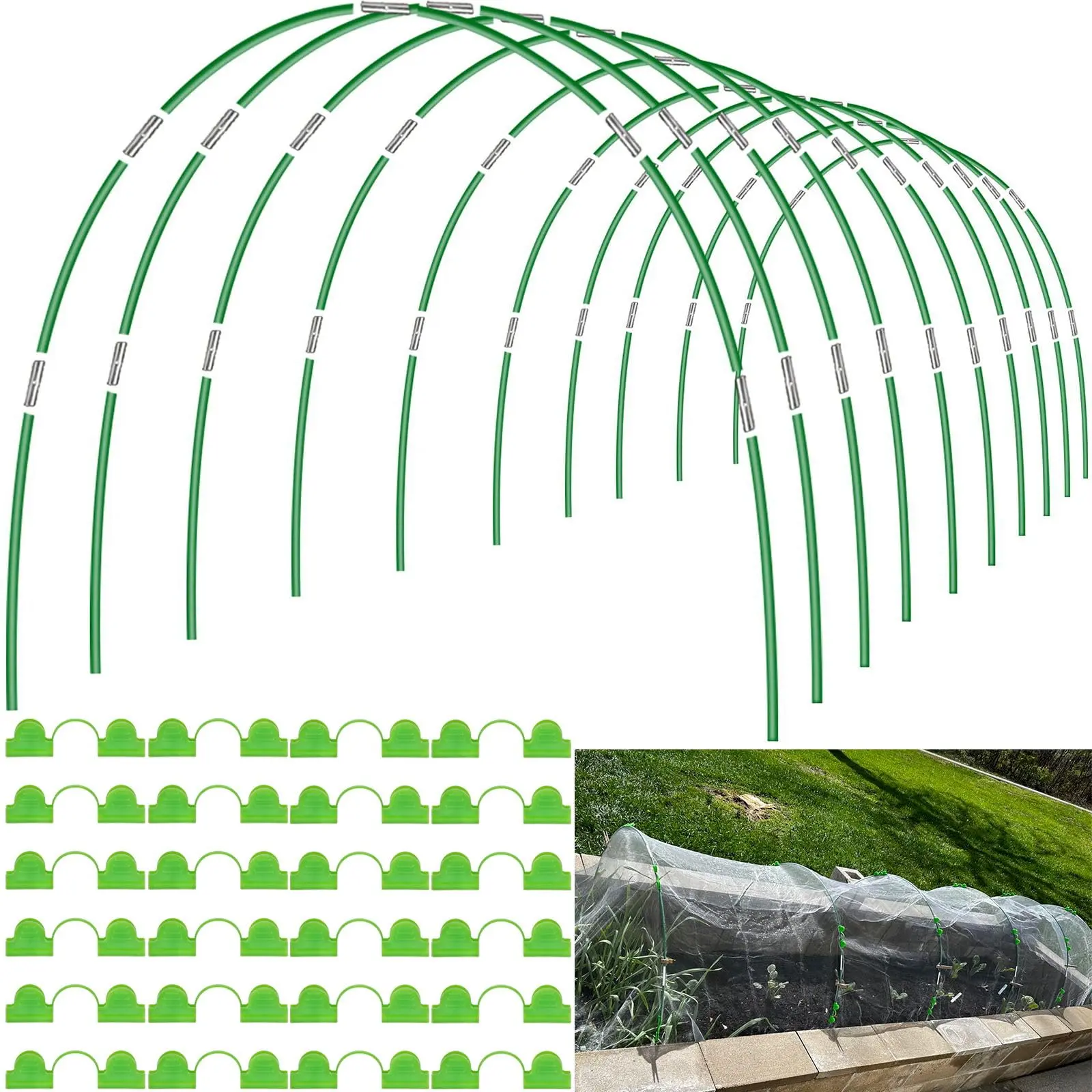 40 Garden Hoops For Raised Beds, 8 Sets Of 8.5 FT Long Garden Hoops, Rust-Free Fiberglass Greenhouse Hoops Grow Tunnel For Garden Netting, DIY Plant Support Garden Stakes For Row Cover Weather Resistant Net
