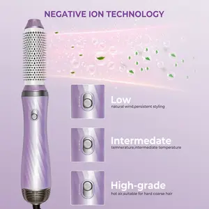 Hair Dryer Brush, 5 in 1 Detachable Blow Dryer Brush, Negative Ionic Hot Air Brush, Hair Styling Tool Set, Round Hot Air Straightener Brush Volumizer,Thermal Brush, Air Curler Wand