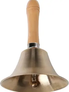 Super Loud Solid Brass Hand Call Bell with Wooden Handle for Clear Audible Signals