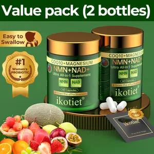 IKOTIET nmn+NAD+CoQ10 All-in-One - 15,000 mg nmn - Pure NAD Supplement - Energy and DNA Repair, Anti-aging, Brain Function, Women's Health and Beauty - 60-120 Capsules + 1 Free Trial Pack (30-60 Days) nad  for  women Dietary Fitness magnesium complex, Hea