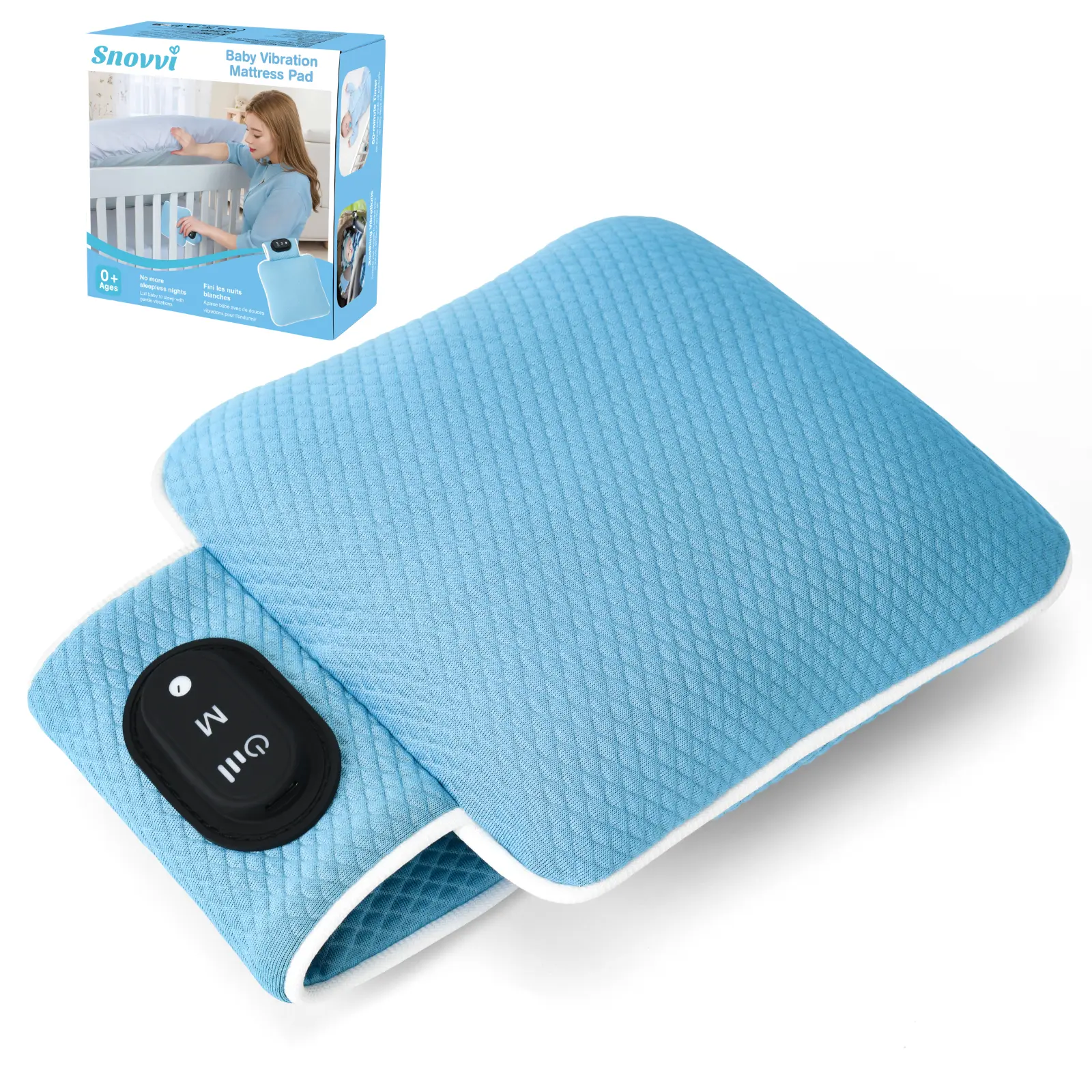 Snovvi Baby Sleep Soother Pad - 3 Vibration Modes, USB-C Charging, Portable  & Safe for Newborns & Toddlers, Hypoallergenic Fabric, Lightweight Design