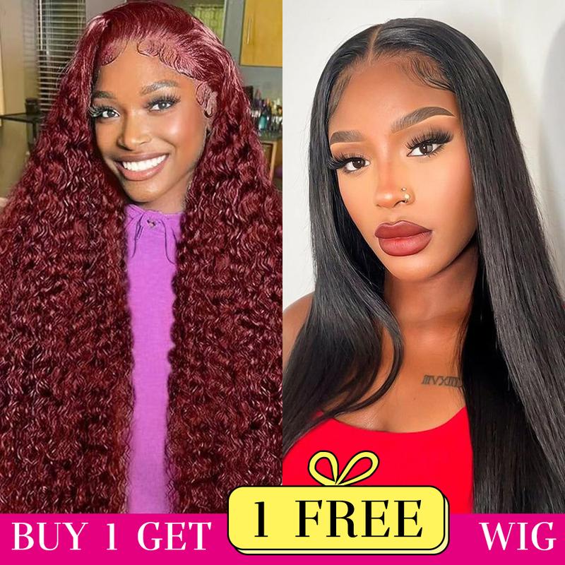 [Combo sale 22"&22"]buy 1 get 2 wig"22 lnch 13x4 Jerry curly 4/27 Hair Lace Front Wigs +13x4 22lnch Body wave Human Hair Hair Pre Plucked HD TransparentLaceFrontalHuman Hair Wigs 180% Density