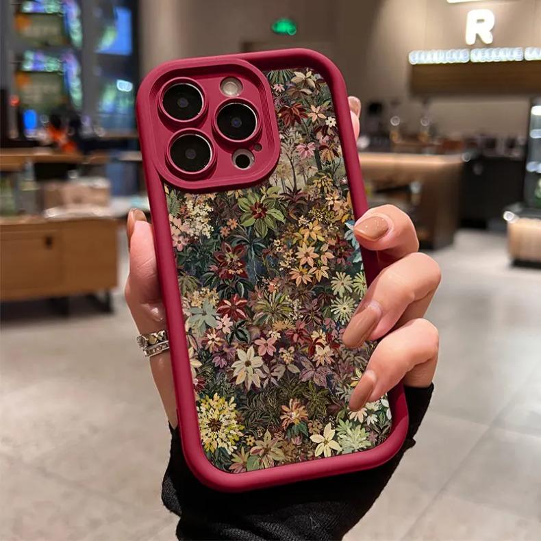 Wildflower Wonderland Pattern Phone Cases for iPhone 17 Pro Max 16 Plus 15 14 Pro 13 12 11, Durable Slim TPU Soft TPU Shockproof Protection Protective Phone Cover