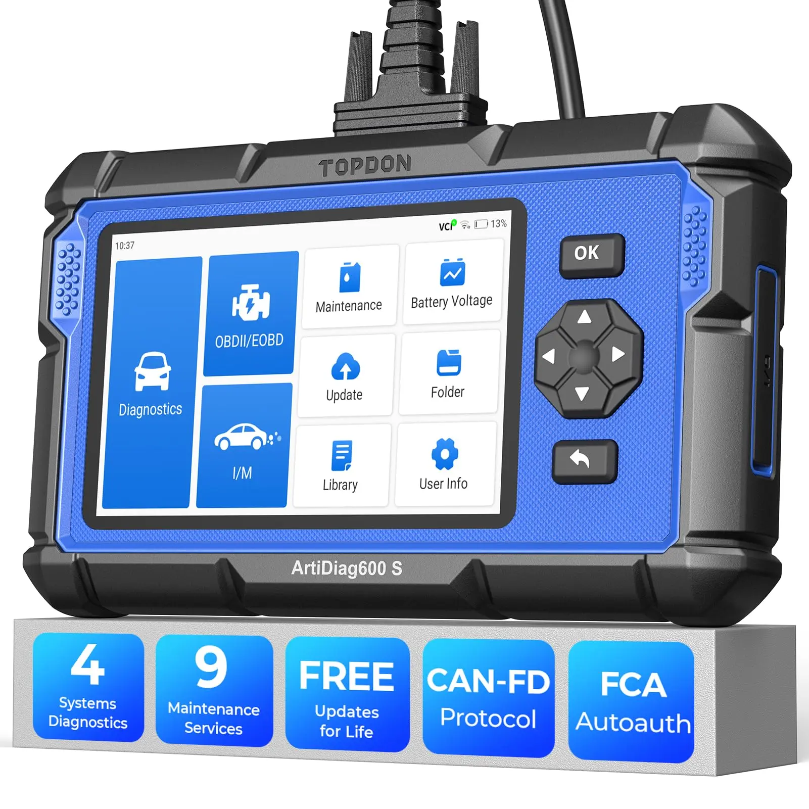 [SummerFinds]TOPDON AD600S OBD2  Car Diagnostic Scan Tool, Code Reader Multilingual OBD2 Scanner with Display Fca Autoauth Battery Voltage Portable, Summervibes fathersdaygift, Car Voltage Tester, Vehicle, Compact