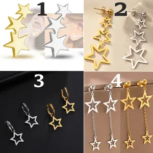 Exquisite Stainless Steel Creative Design Dangle Star Stud Earrings
