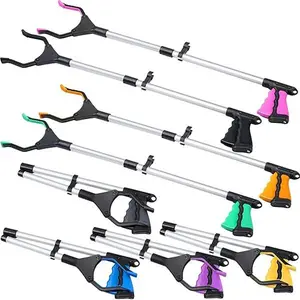 8 Pack Grabber Reacher Tool for Elderly 32 Inch Foldable Pick up Stick Grabber Lightweight Reaching Tool Long Handy Mobility Aids for Trash Pick Up, Litter Picker, Arm Extension (Multicolor)