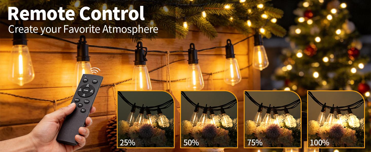【OOOLED】  60FT Solar String Lights, Dusk to Dawn Light Sensor, Waterproof Shatterproof Outdoor Lights, 8 Lighting Modes Dimmable, Auto On/Off Solar Powered Fairy Lights for Patio, Porch, Backyard & Garden