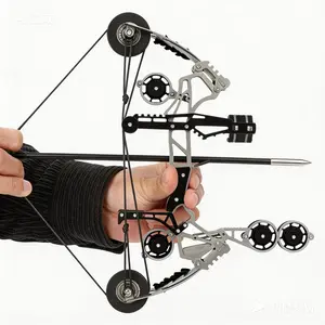 Sport Partner 10.9-inch Stainless Steel Mini Compound Bow and Arrow Set for Beginners Archery Practice Fun Holiday Gift Collectible Toy