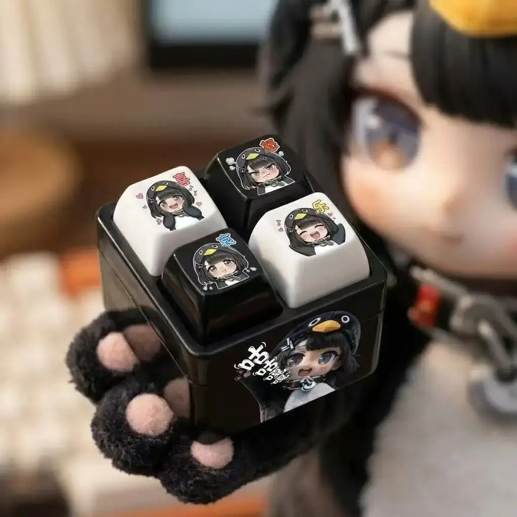 Gugugaga Emotion Stress Relief Keyboard Keychain - Happy Angry Sad Joy Voice Four-Grid Creative Toy for Stress Relief