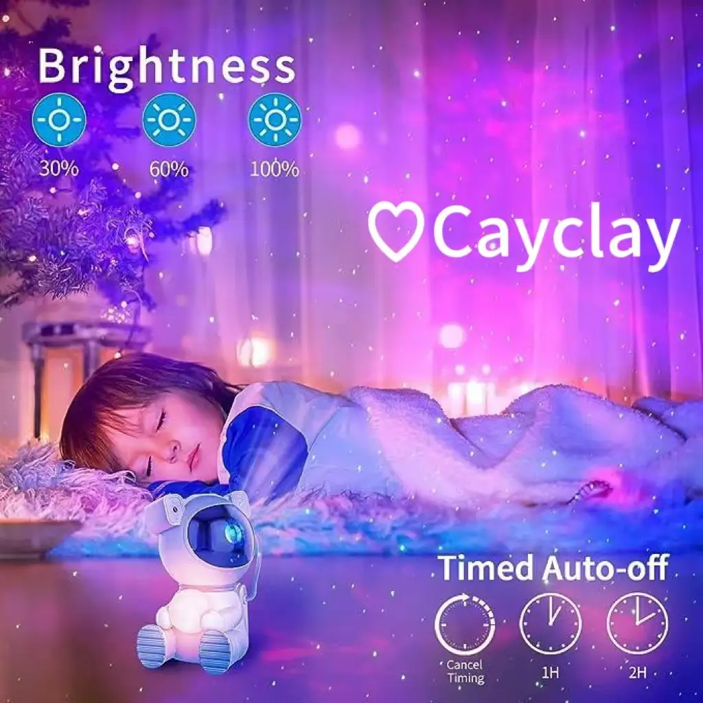 Cayclay Astronaut Star Nebula Projector - 4-Color Galaxy Projector for Bedroom, LED Night Light Aurora Projector with Remote Control, Room Decoration