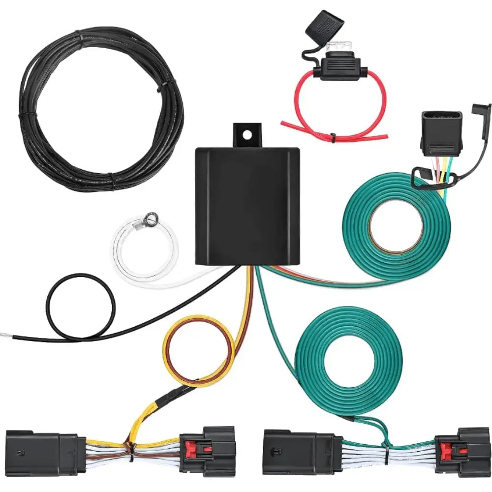 Nilight 4-Way Trailer Wiring Harness Kit 56407, Abs+Brass Construction, Min Heat Gen, Plug-N-Play, Standard 4-Way, Compatible with Wrangler JL 2018-2023 & Gladiator 2020-2023