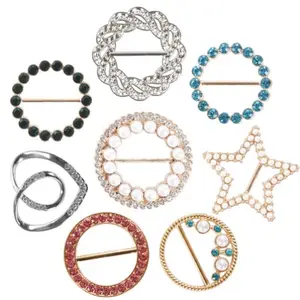 T-Shirt Clips 8 PCS, Clothes Corner Knotted Button, Fashion Alloy Pearl Rhinestone Circle Clip Buckle Round Shirt Silk Scarf
