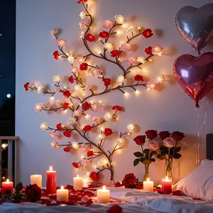96-piece LED Eternal Rose Vine Light, USB-powered with remote control, suitable for DIY gifts and romantic decor—living room, bedroom, outdoor spaces, Valentine’s Day, Easter, Eid al-Fitr, spring, Mother’s Day gifts, room decoration, wall décor