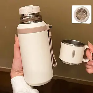 600ml 21 Oz 316 Stainless Steel Vacuum Bottle Large Capacity Cap Cup Double Insulation Ultra Portable Travel Home Office School Birthday Christmas Gifts Kitchen Accessories Drinkware Flasks Bottled Tumbler  Insulated Pink