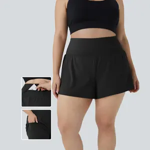 Halara Plus Size High Waist Athletic Wear Shorts - 2.5'' 2-in-1 Gym Shorts with Back Pocket & Side Hidden Pocket