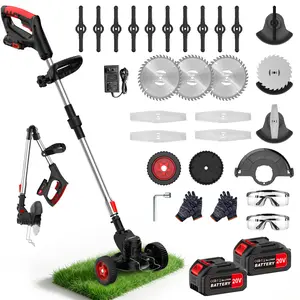 Compact portable cordless electric lawn mower for home use — handheld grass trimmer suitable for courtyards, gardens, and lawns, equipped with two high-capacity lithium batteries and three blades; a powerful cordless garden tool, ideal as a Father’s Day o