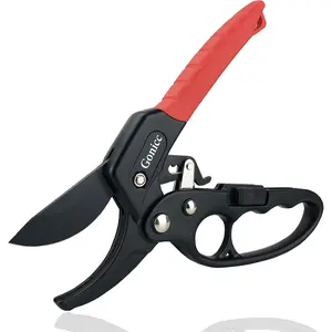 8" Ratchet Pruning Shears (GPPS-1011), Ratcheting Mechanism,, Reinforced Handle, Shears Clippers, Pruner, Hand Tools Scissors Loppers