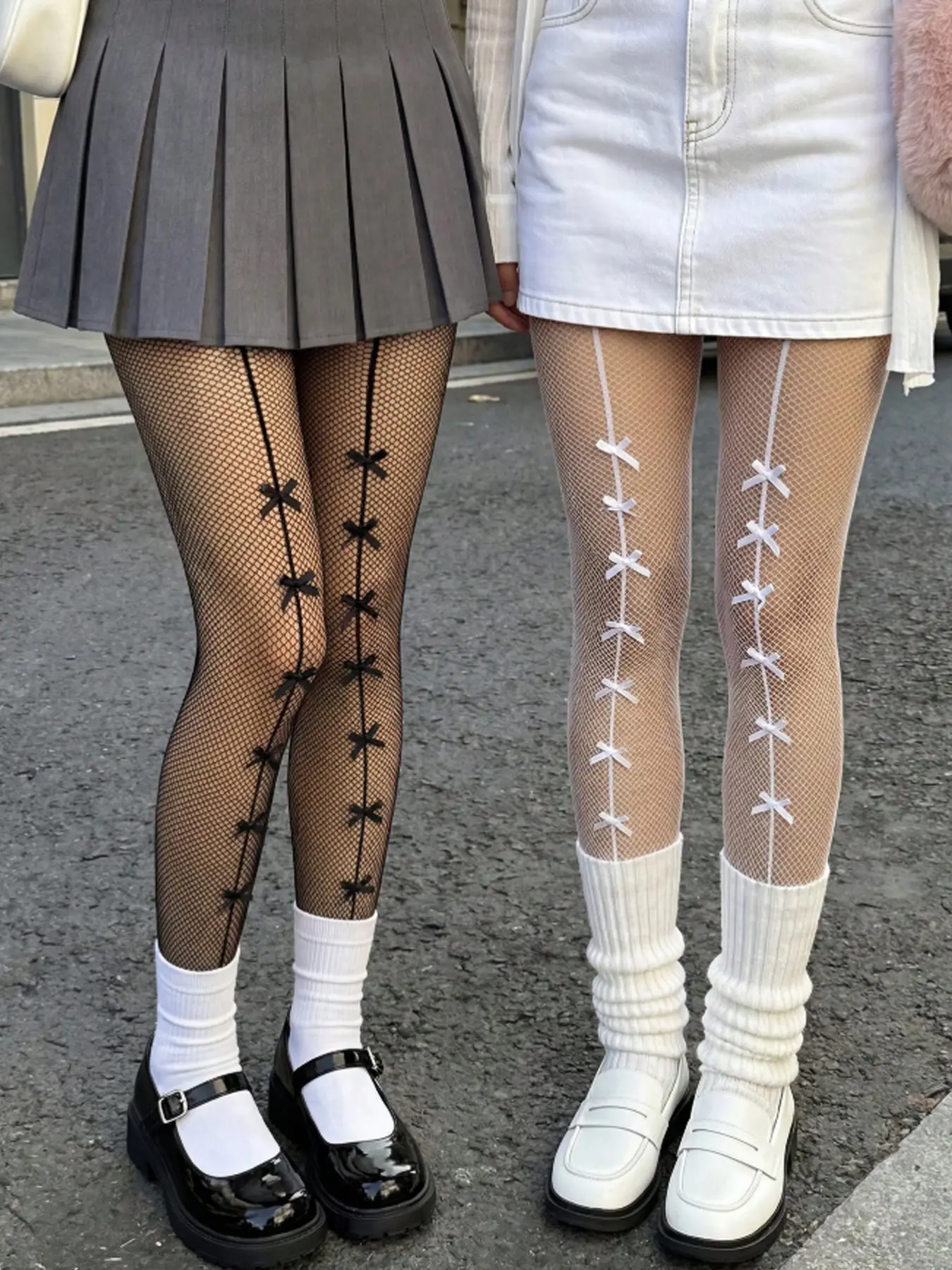 2 Pairs Women's & Fashion Bow Design Mesh Stockings, Casual All-Seasons Plain Pattern, Comfortable & Stylish Legwear