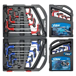 16PCS Professional Hex Combination Wrench Set, Long Ball & Star Hex Wrenches with T-Shaped Color-Coded Chrome Vanadium Steel Handles, 1.5-10mm, T10-T50, 1/16-3/8 for Bicycle Repair & Home DIY