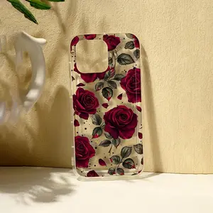 Vintage Red Rose Romantic Style Phone Case, for iPhone 17 Air/16 Plus/15 Pro Max/14 Pro/13/12/11 Full Protection Shockproof Phone Case/Suitable as a Gift for Family or Friends/Durable for Daily Protection/QNK60