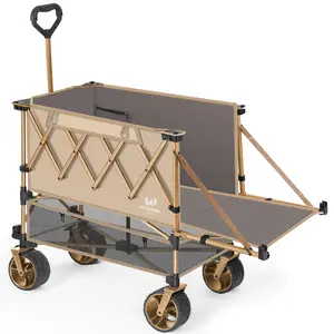 Whitsunday Double Decker Wagon, Heavy Duty Foldable Large Beach Wagon Cart with All-Terrain Big Wheels for Sports,Camping,Outdoor