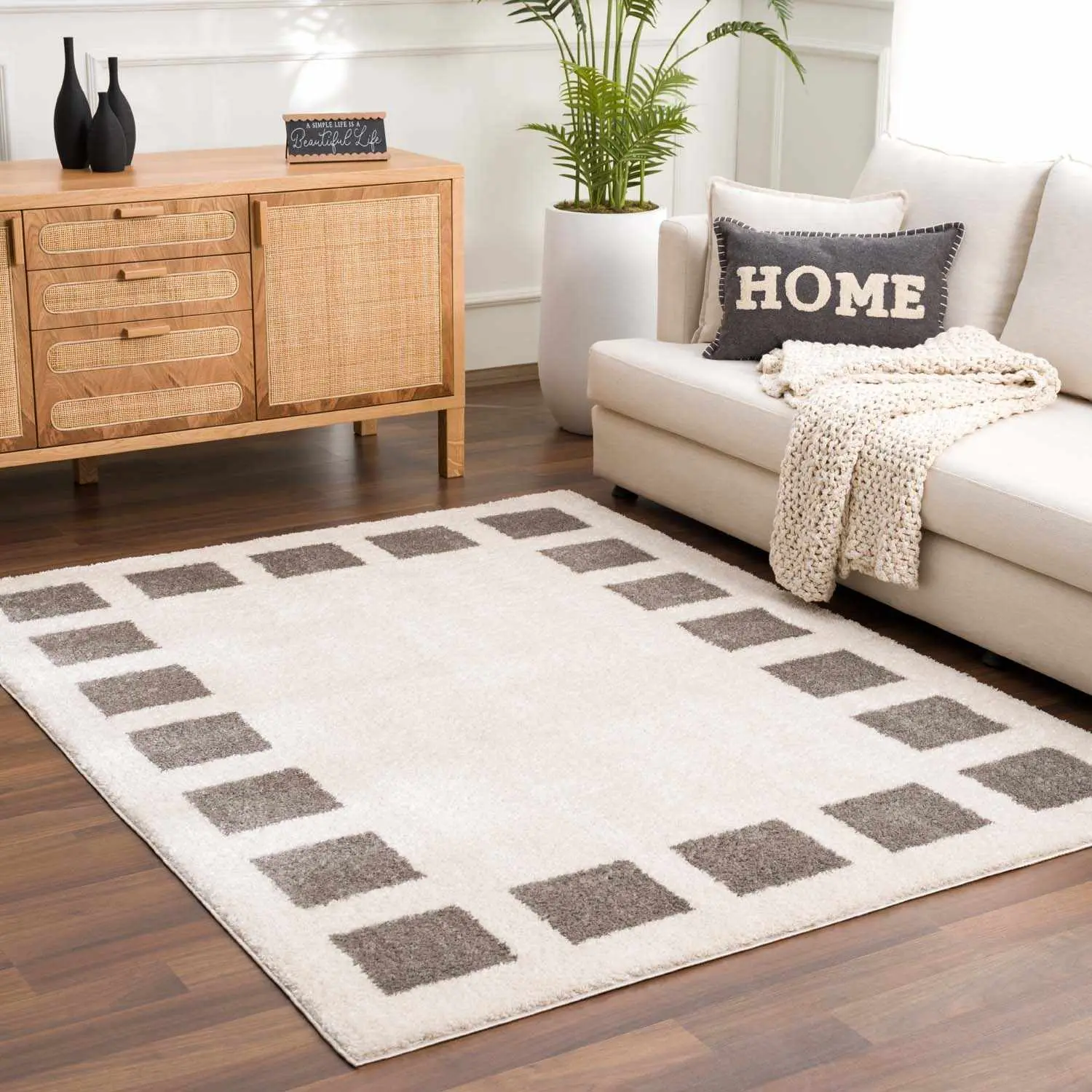 Beynon Charcoal Washable Area Rug - Home Decor Rug for Living Room, Bedroom, Indoor Floor