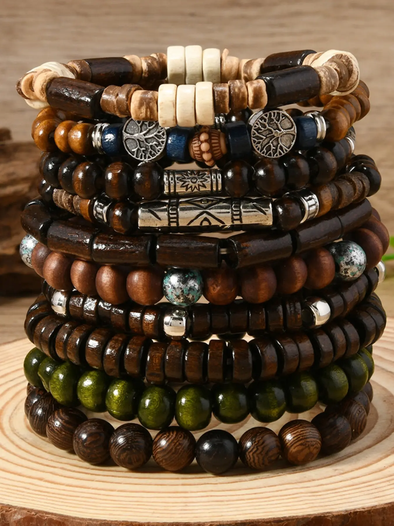 Bohemian Style Beaded Bracelet Set, Mix Bracelets, Fashionable Elastic Stackable Design Jewelry, Unisex Elegant Accessory, Perfect Birthday Gift Idea