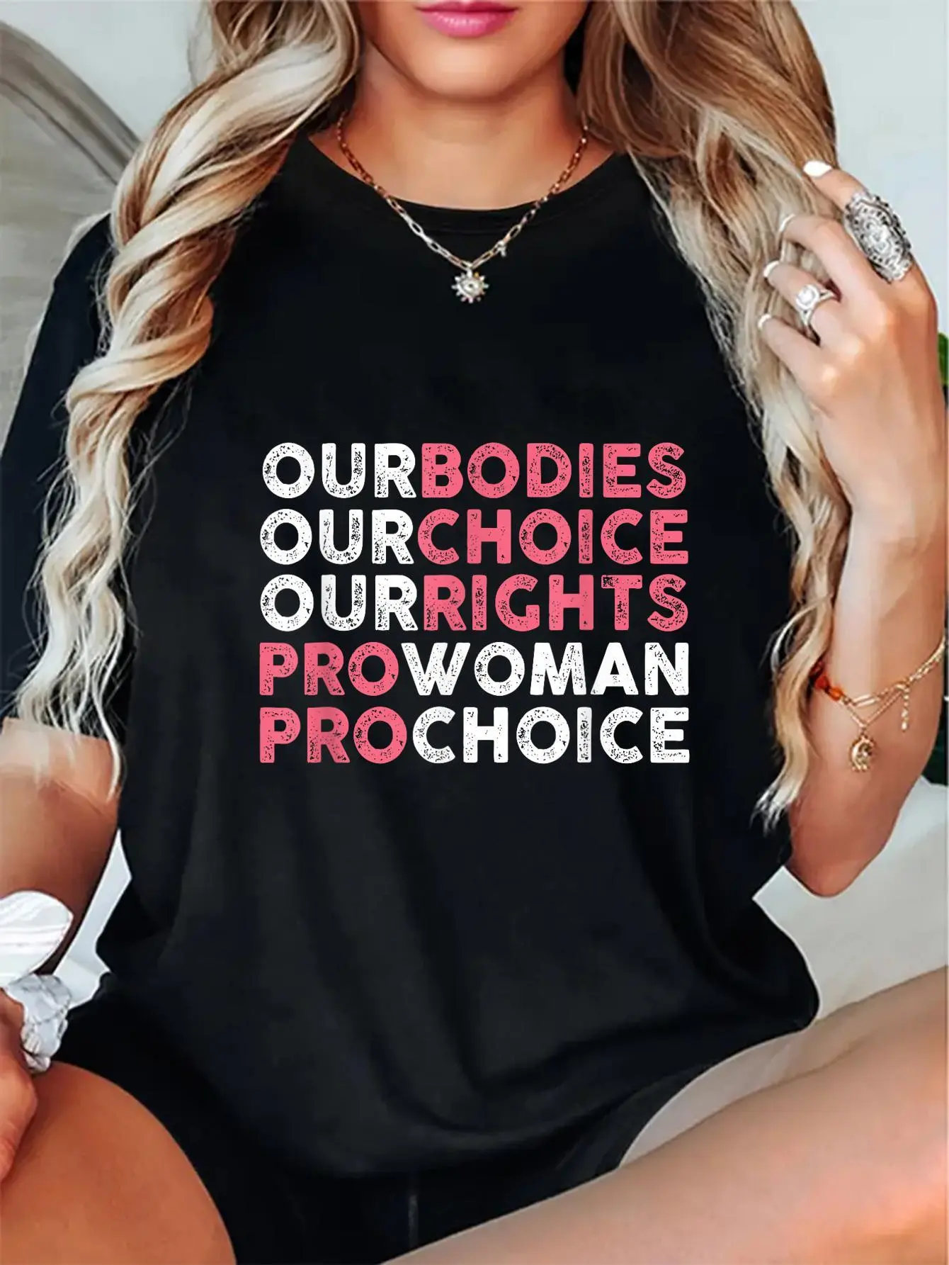 100% Cotton Unisex Our Body Choice Rights | Pro Woman | Pro Abortion T-Shirt Casual Short Sleeve Shirt
