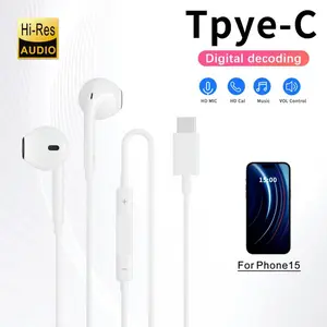 Wired USB-C Earphones with Inline Remote Control, Music, Call & Volume Control, Type-C Headphones Compatible with iPhone 15 Pro Max & All USB-C Devices, Audio