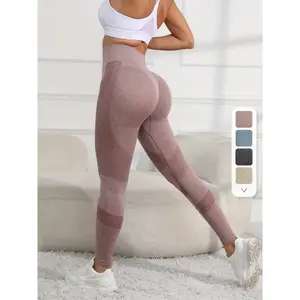 High Waist Seamless Sports Leggings For Women, Elastic Scrunch Butt Lifting Yoga Tights, Women's Activewear