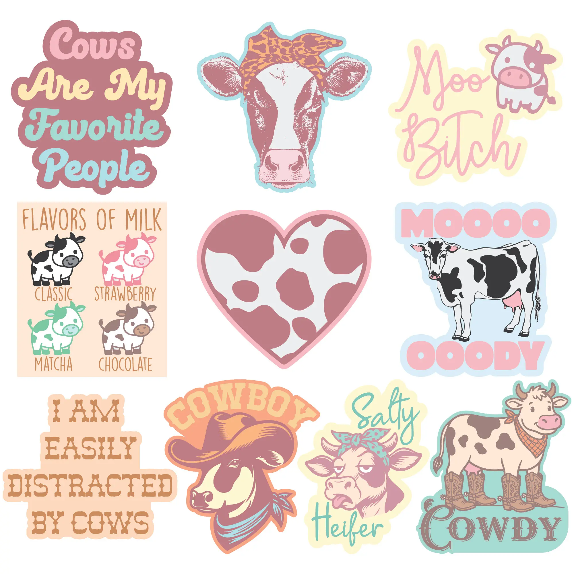 Cow Sticker Extra Large Stickers Funny Farm Animal Adhesives with Memes Funny Stickers with Colorful Graphic Decals Funny Animal  Multi -