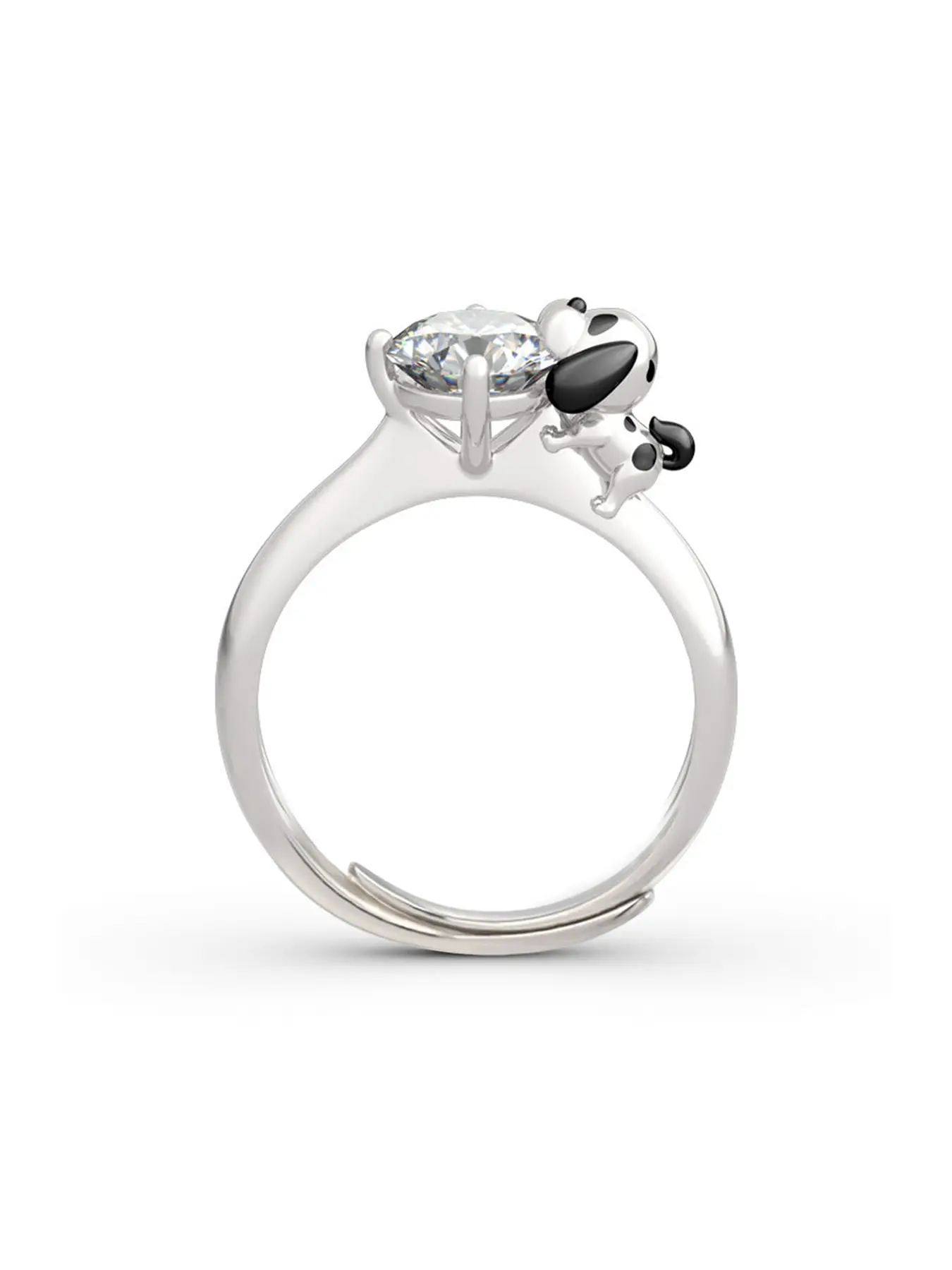 Creative Personalized Ring, Cute Dog Hug Zircon Couple Rings, Wedding Promise Rings, Pet Theme, Valentine Gift, Luxury Design, Copper Chain, Metal Coating Surface, Artificial Gemstone Ring, Unique Rings
