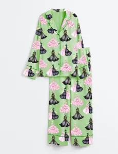Women's Wicked Print Long Sleeve Satin Pajama Set